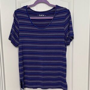 Kavu Women's Navy & Pink Striped Scoop Neck Tee
